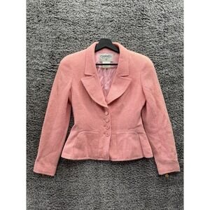 Vintage Chanel 97P Pink‎ Boucle Wool Classic CC Button Jacket Size 36
